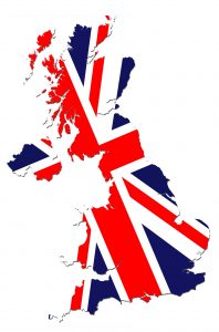 Flag on Britain Map